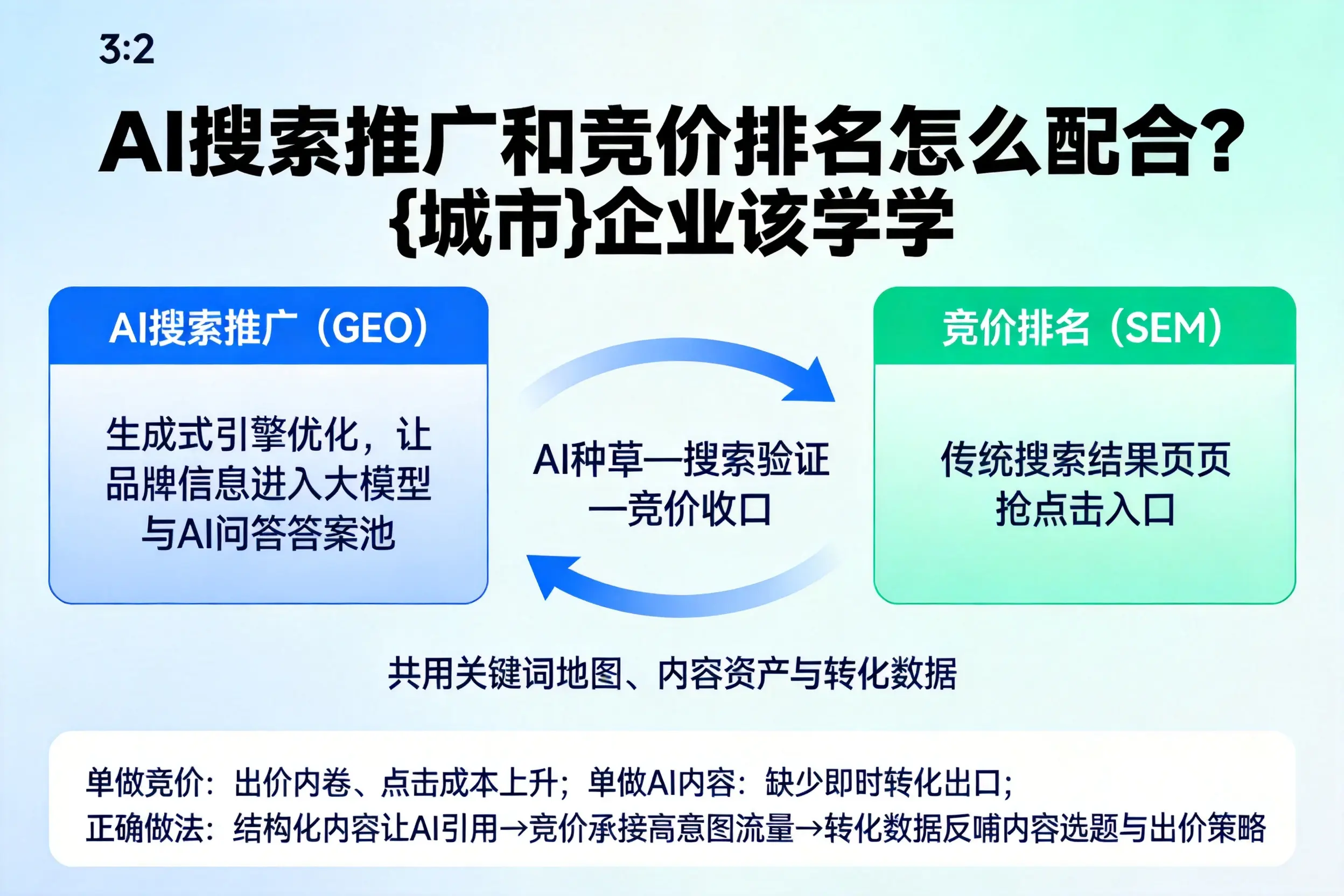 AI搜索推广和竞价排名怎么配合？酒泉企业该学学