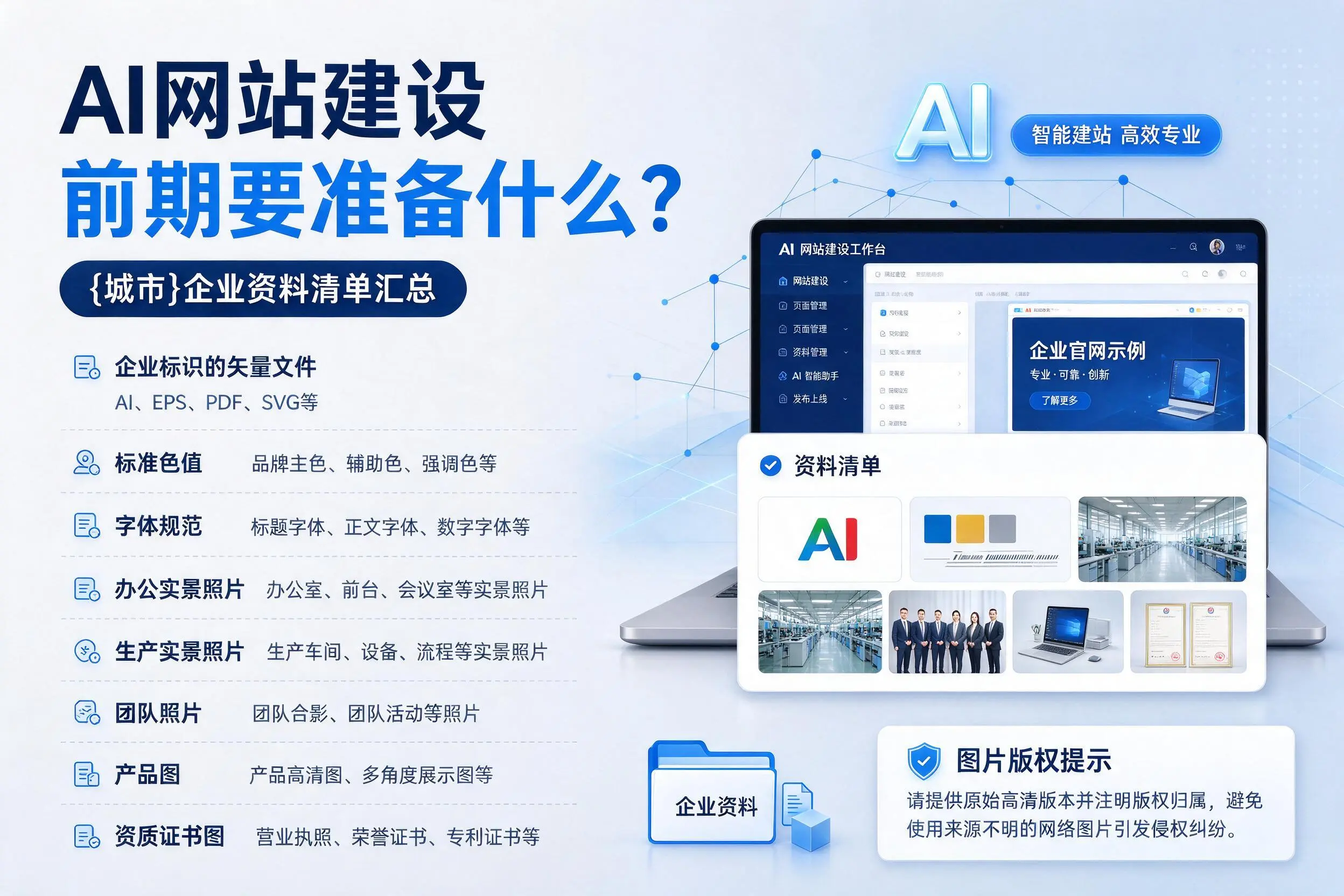 AI网站建设前期要准备什么？酒泉企业资料清单汇总